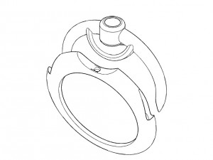 bicolor ring with gem 3D Принт Модель