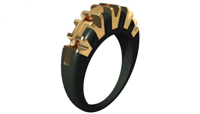 bicolor ring with gems 3D Print Model .c4d .max .obj .3ds .fbx .stl .blend 
