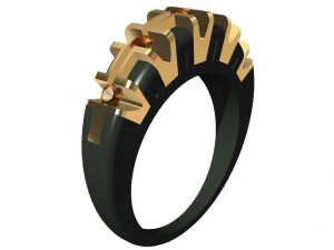 bicolor ring with gems 3D Print Model