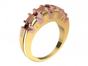 anel bicolor com pedras preciosas Modelo de Impressão 3D