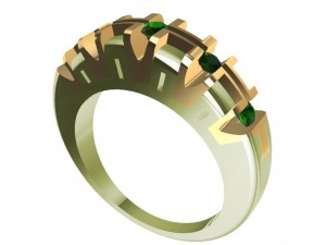 bicolor ring with gems 3D Print Model