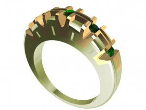 anel bicolor com pedras preciosas Modelo de Impressão 3D
