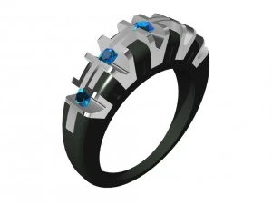 anel bicolor com pedras preciosas Modelo de Impressão 3D