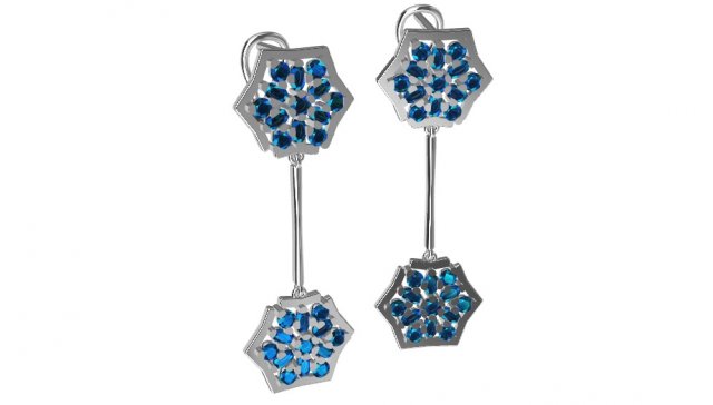 earrings with gems 3D Принт Модель .c4d .max .obj .3ds .fbx .stl .blend 