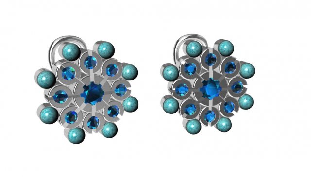 earrings with turquoise and gemstones Modelo de Impressão 3D .c4d .max .obj .3ds .fbx .stl .blend 