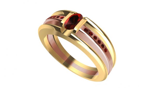 bicolor ring with gems 3D 프린트 모델 .c4d .max .obj .3ds .fbx .stl .blend 
