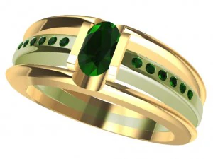 bicolor ring with gems 3D Print Model