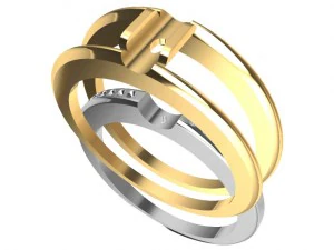 bicolor ring with gems 3D Print Model
