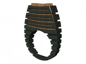 silver ring with wood 3D-Druckmodell