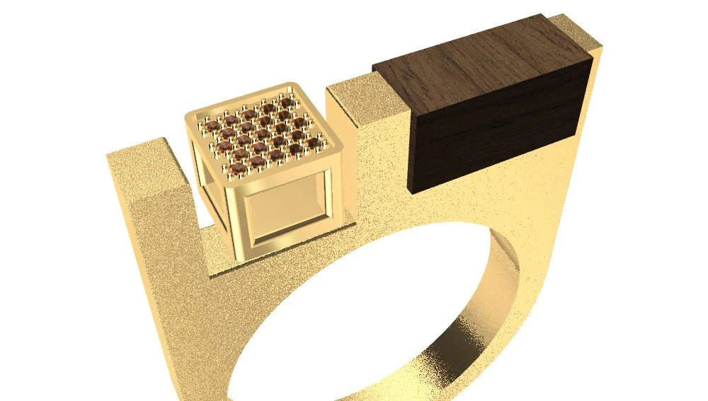 a different ring with wood and gems 3D Print Model .c4d .max .obj .3ds .fbx .stl .blend 