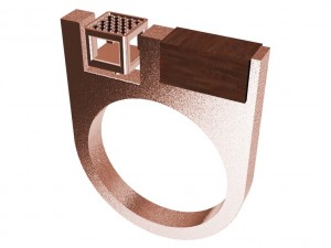 a different ring with wood and gems 3D Print Model