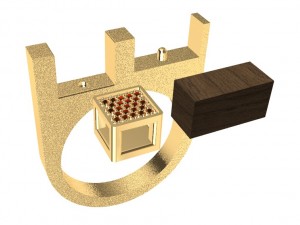 a different ring with wood and gems 3D Print Model
