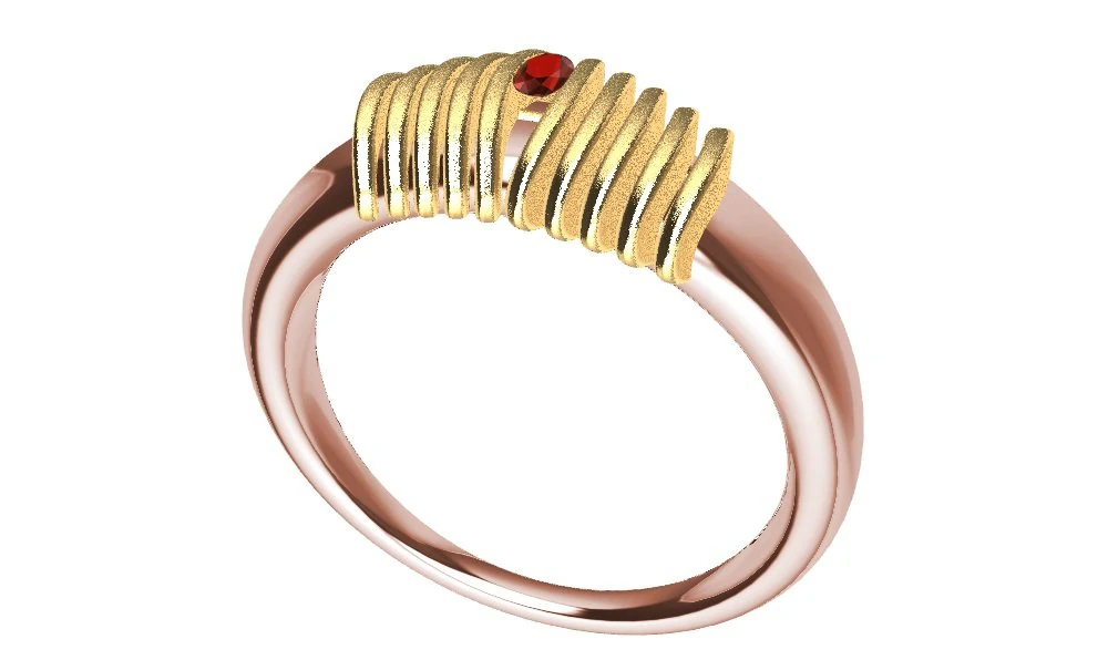 bicolor ring with gem 3D Print Model .c4d .max .obj .3ds .fbx .stl .blend 