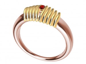 bicolor ring with gem 3D Print Model