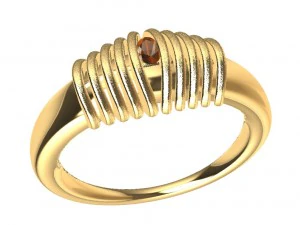 bicolor ring with gem 3D Print Model