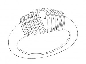 bicolor ring with gem 3D Baskı Modeli