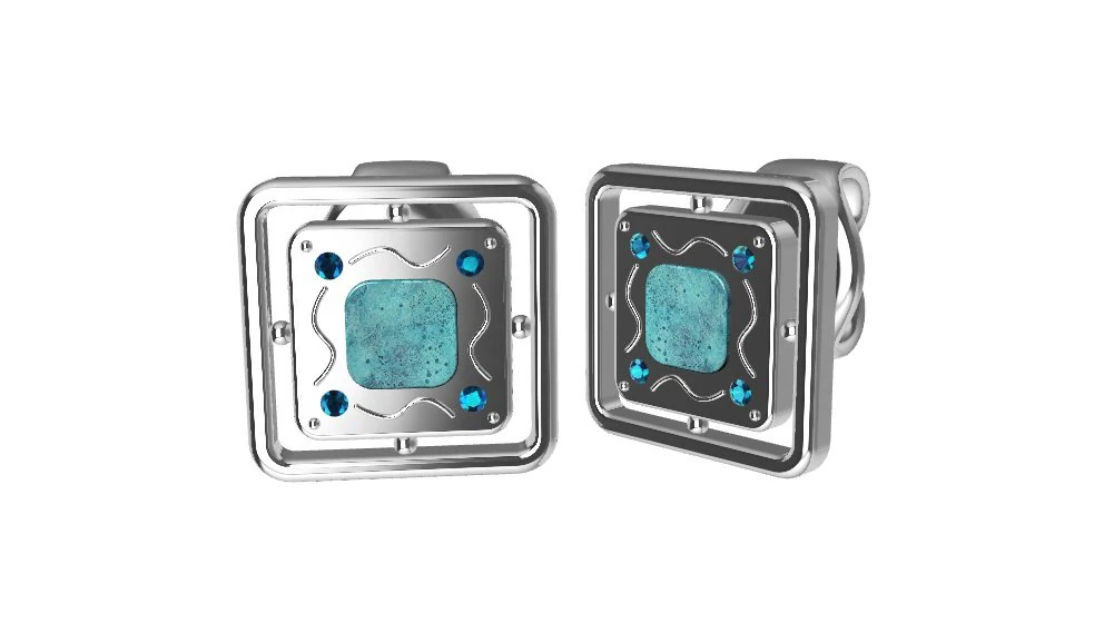 earrings with gems 3D Print Model .c4d .max .obj .3ds .fbx .stl .blend 