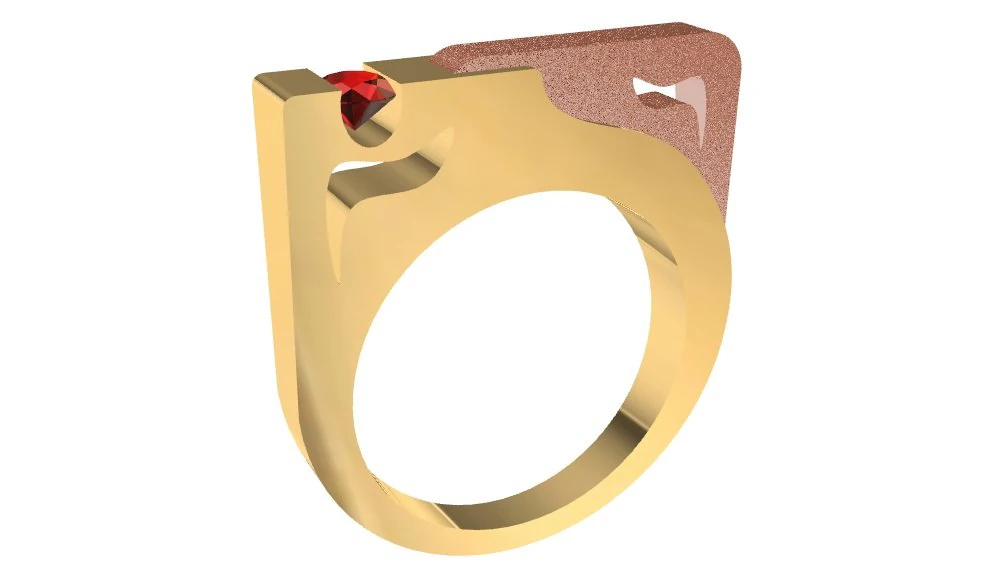 bicolor ring with gem 3D Print Model .c4d .max .obj .3ds .fbx .stl .blend 