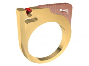 anillo bicolor con gema Modelo de impresión 3D
