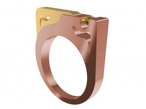 bicolor ring with gem 3D प्रिंट मॉडल