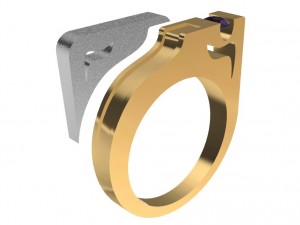 bicolor ring with gem 3D प्रिंट मॉडल