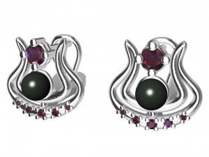 earrings with pearl and gems 3D Print Model