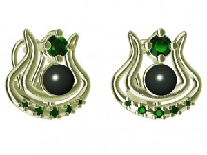earrings with pearl and gems 3D 프린트 모델