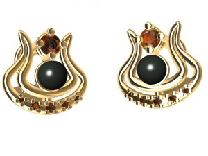 earrings with pearl and gems 3D 프린트 모델