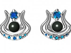 earrings with pearl and gems 3D Print Model