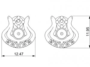 earrings with pearl and gems 3D Print Model