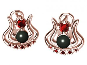 earrings with pearl and gems 3D Print Model