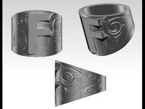 anillo de letra f Modelo 3D