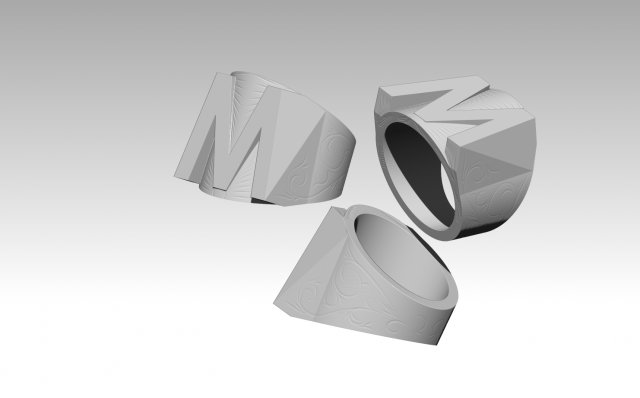 m letter ring 3Dモデル .c4d .max .obj .3ds .fbx .stl .blend 