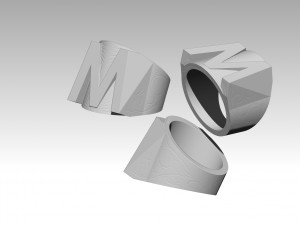 m letter ring 3D Model