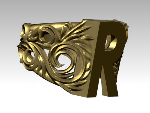 fashion flora carved pattern woman man ring 3D Model