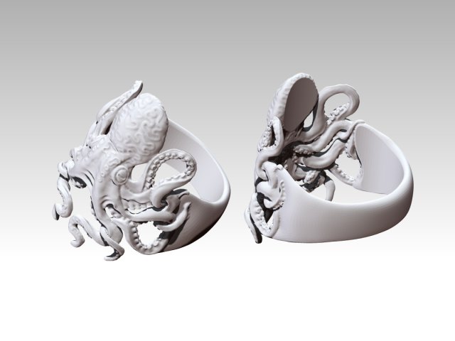 octopus fashion high detailed jewellery ring Modèle 3D .c4d .max .obj .3ds .fbx .stl .blend 