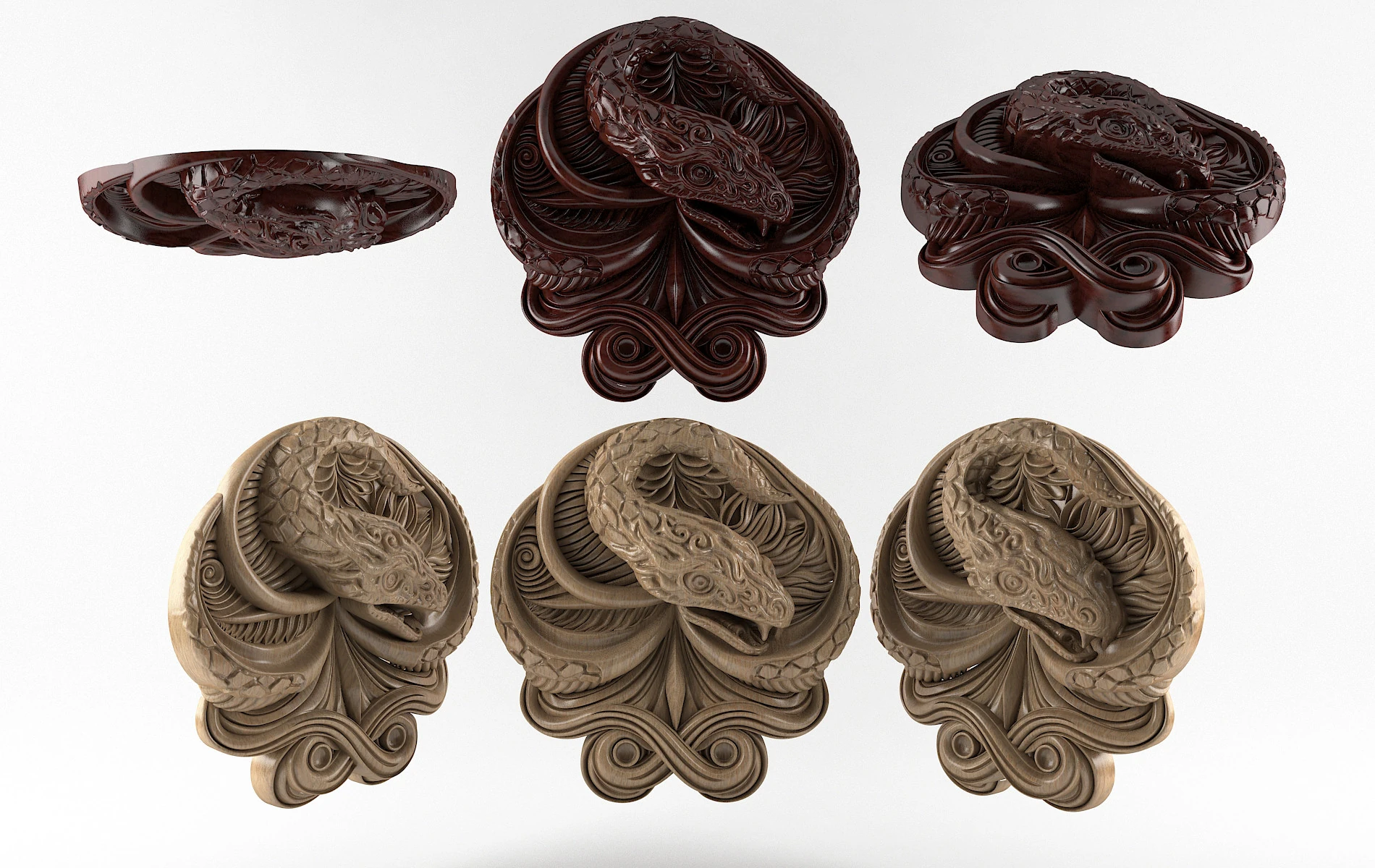 Decorative element Snake 3D Print Model .c4d .max .obj .3ds .fbx .stl .blend 
