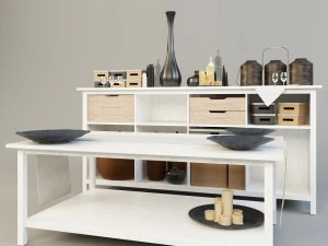 ikea hemnes table decor set 3D Model