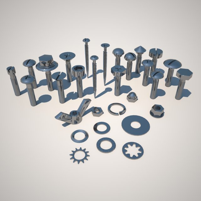bolts and screws 3D Model .c4d .max .obj .3ds .fbx .stl .blend 
