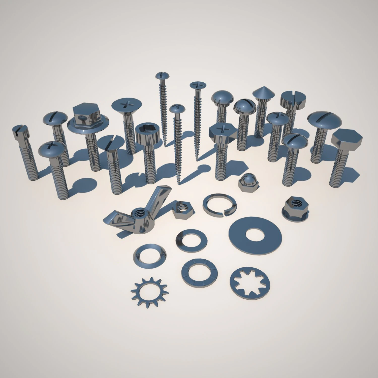 bolts and screws 3D Model .c4d .max .obj .3ds .fbx .stl .blend 
