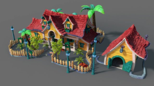 cartoon house 3D Модель .c4d .max .obj .3ds .fbx .stl .blend 