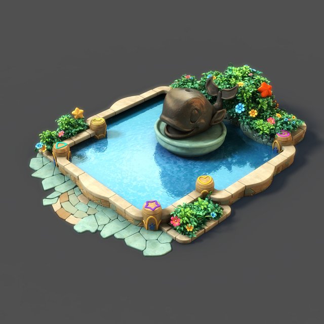 cartoon fountain 3D Model .c4d .max .obj .3ds .fbx .stl .blend 