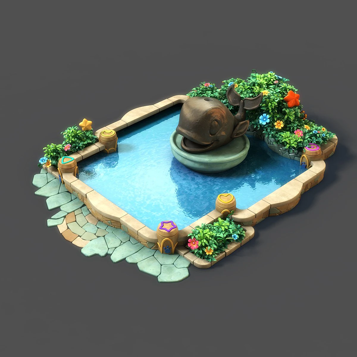 cartoon fountain 3D Model .c4d .max .obj .3ds .fbx .stl .blend 