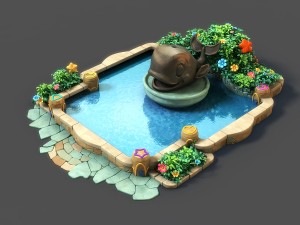 cartoon fountain 3D Model
