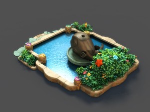 cartoon fountain 3D Model