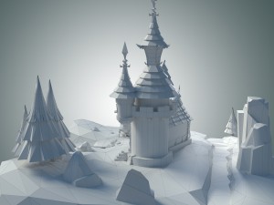 low poly stylized castle environment 3D मॉडल