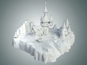 low poly stylized castle environment 3D Model