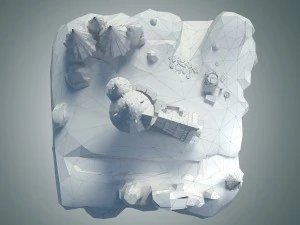 low poly stylized castle environment 3D Model