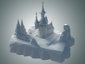 low poly stylized castle environment 3D मॉडल