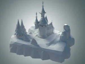 low poly stylized castle environment 3D Model